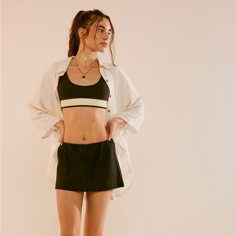My Little Micro Mini Cotton-Linen Skort